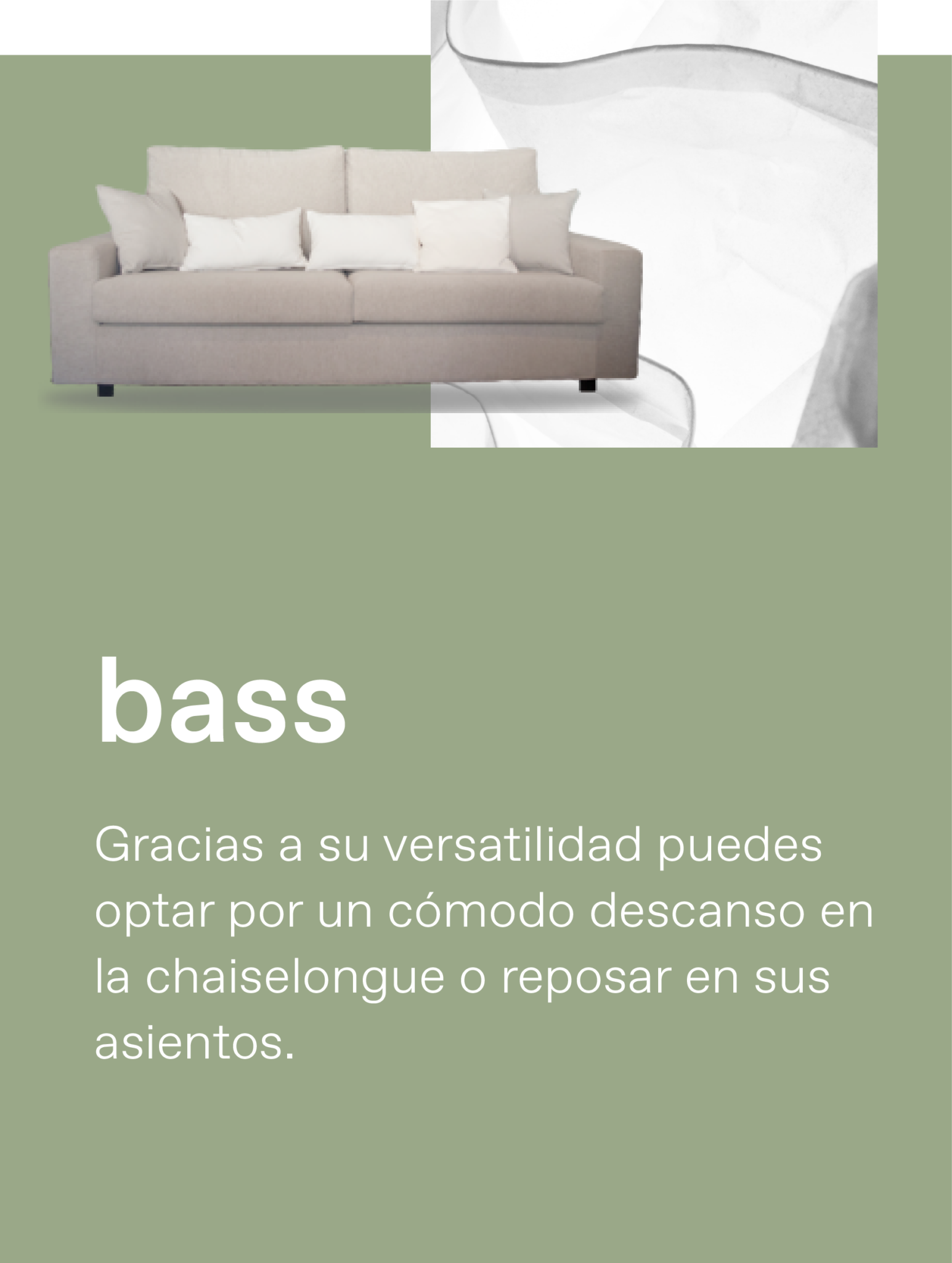 Sofá Bass — Perfil bajo, carácter definido.